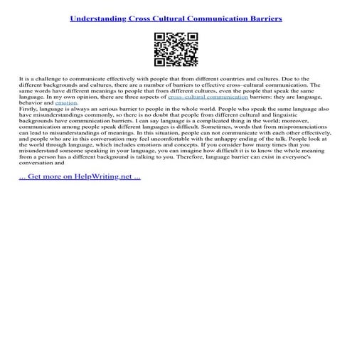 Understanding Cross Cultural Communication Barriers