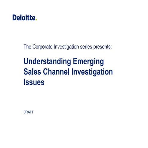 09/16/2010 Meeting - Emerging Sales Channel Investigations Issues