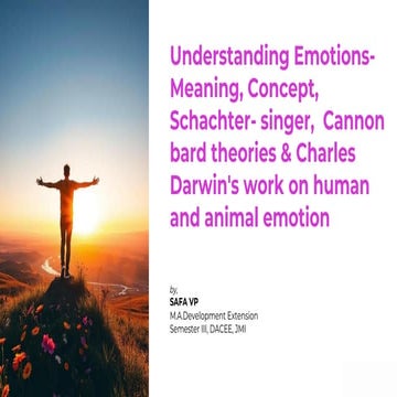 Understanding Emotions- Meaning, Concept, Schachter- singer, Cannon bard theo...