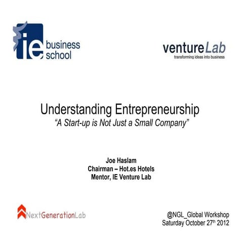 Understanding Entrepreneurship - “A Start-up is Not Just a Small Company”