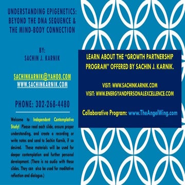 EPIGENETICS & THE MIND-BODY CONNECTION - BY: SACHIN J. KARNIK