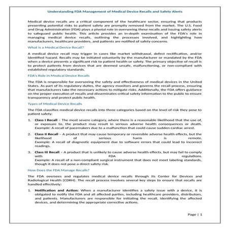 Understanding FDA Management of Medical Device Recalls and Safety Alerts.docx