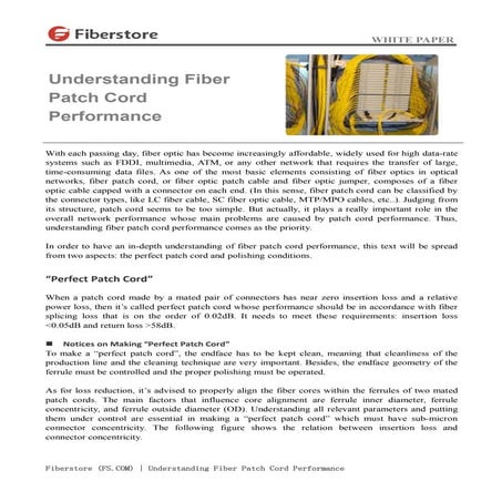 Understanding fiber patch cord performance