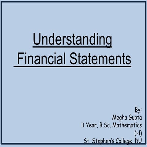 Understanding financial statements