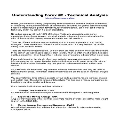 Understanding forex  - technical analysis