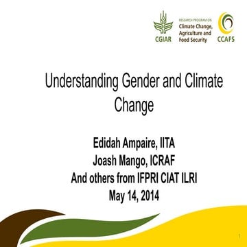 Understanding gender and climate change in the East African  Region. A 2014 s...