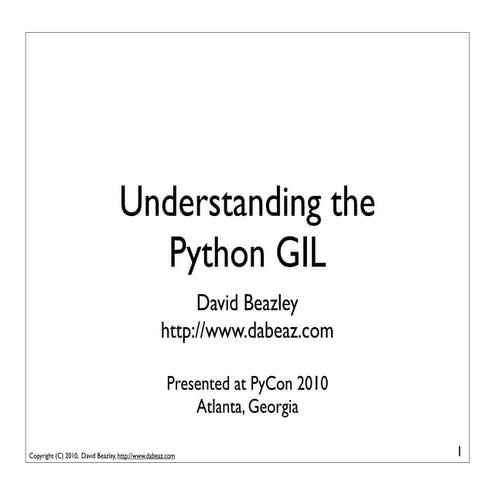 Understanding the Python GIL | PDF | Operating Systems | Computer ...