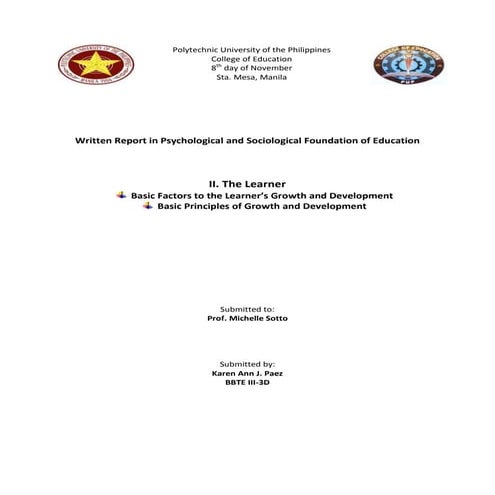 Understanding growth and development