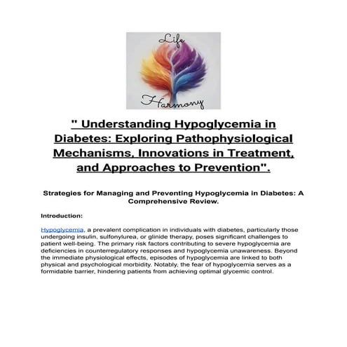 Management Of Hypoglycemia In Patients With Type 2 Diabetes | PDF