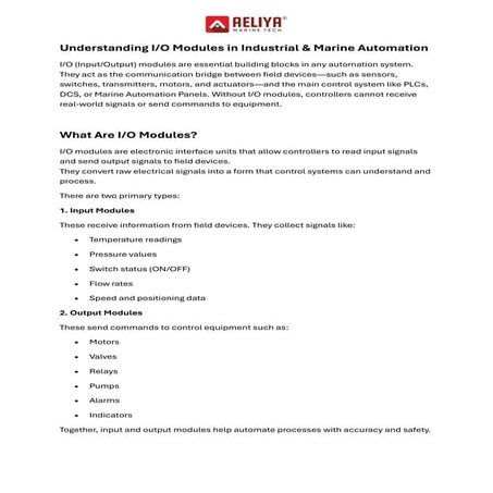 I/O Modules Explained for Industrial & Marine Use
