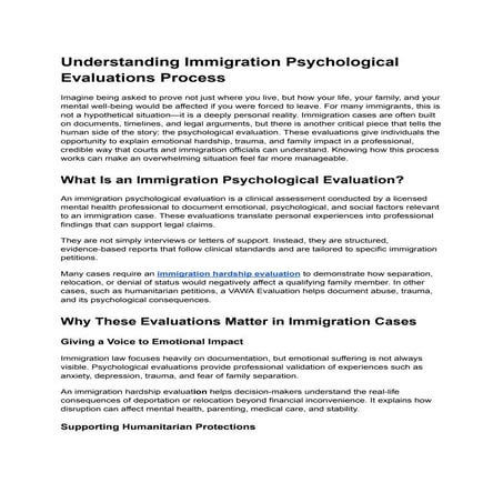 Understanding Immigration Psychological Evaluations Process | PDF