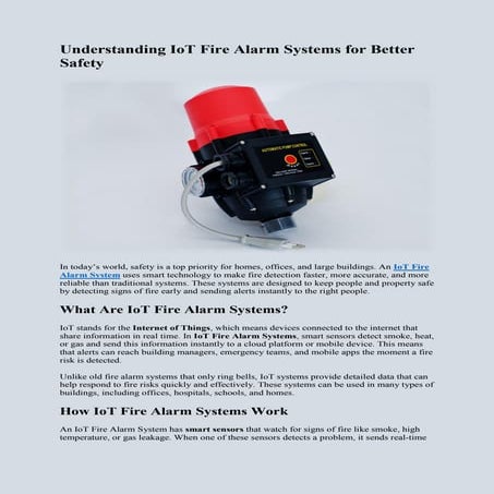 Understanding IoT Fire Alarm Systems for Better Safety. | PDF