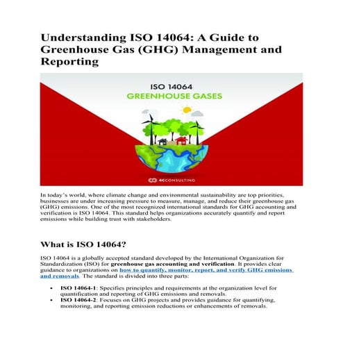 Understanding ISO 14064- A Guide to Greenhouse Gas (GHG) Management and Repor...