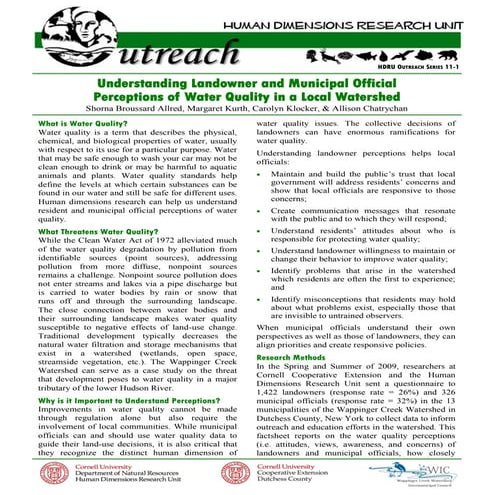 Understanding Landowner and Municipal Official Perceptions of Water Quality