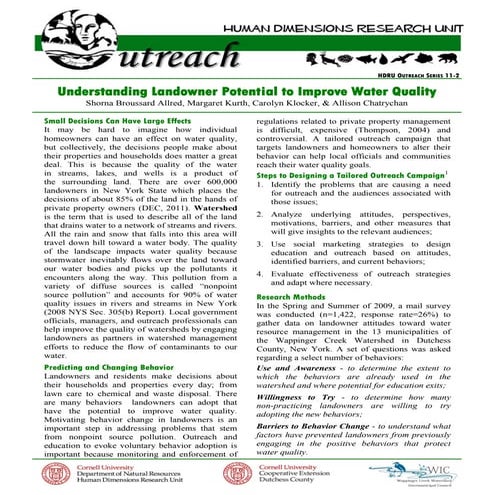 Understanding Landowner Potential to Improve Water Quality