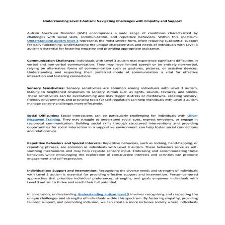 Understanding Level 3 Autism: Navigating Challenges with Empathy and Support