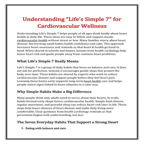 Healthy heart - Life's simple 7 presentation | PPTX