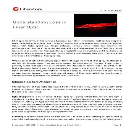 Attenuation in fiber | PDF