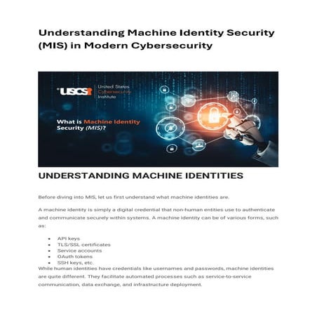 Understanding Machine Identity Security (MIS) in Modern ...