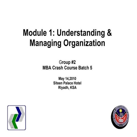 Understanding & Managing Organization
