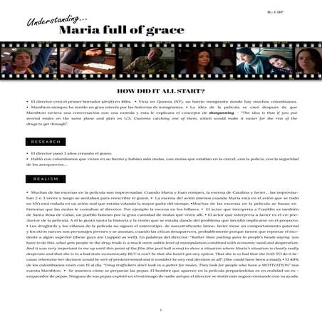 Maria Full Of Grace Summary In English Understanding Maria full of grace | PDF
