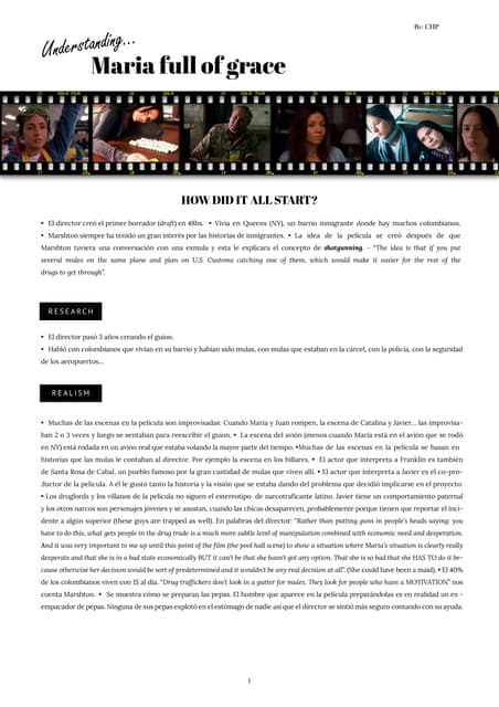 Maria Full Of Grace Summary In English Understanding Maria full of grace | PDF