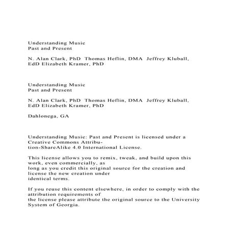 Understanding Music Past and PresentN. Alan Clark, PhD  .docx