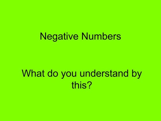 Understanding negative numbers