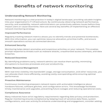 Benefits of network monitoring for Businesses