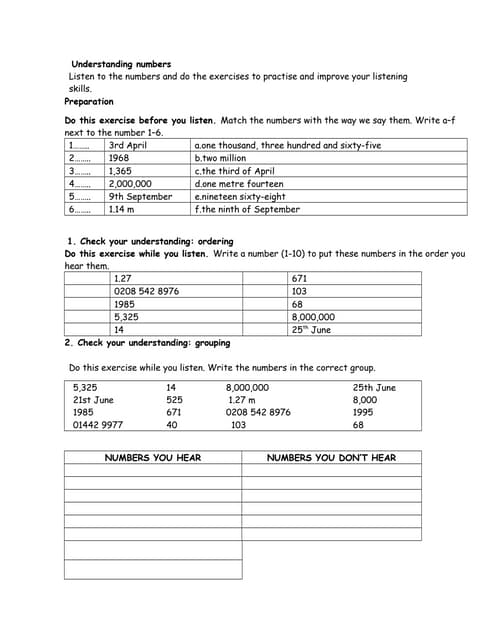 Understanding numbers