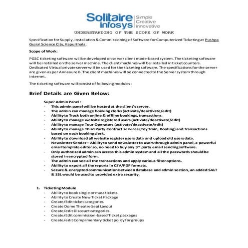 Understanding of the scope of work