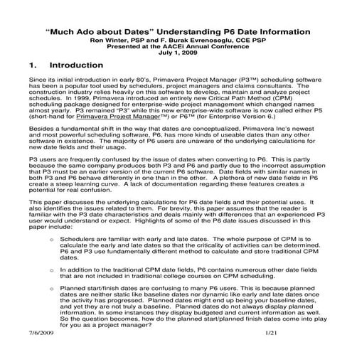 Understanding p6 dates