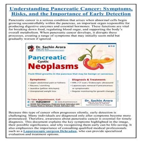Understanding Pancreatic Cancer: Symptoms, Risks, and the Importance of ...
