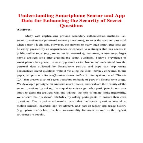 Understandingphone sensor and app data for enhancing security