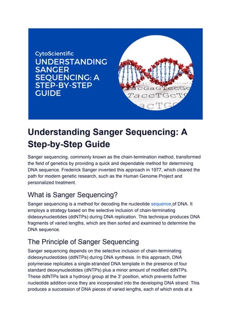 DNA Sequencing- Sanger's Method | PPTX | Chemistry | Science