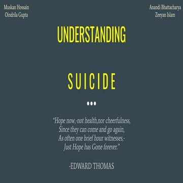 Understanding suicide  and Crisis Intervention 
