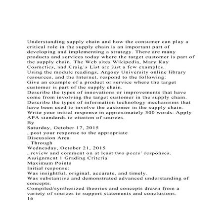 Understanding supply chain and how the consumer can play a cri.docx