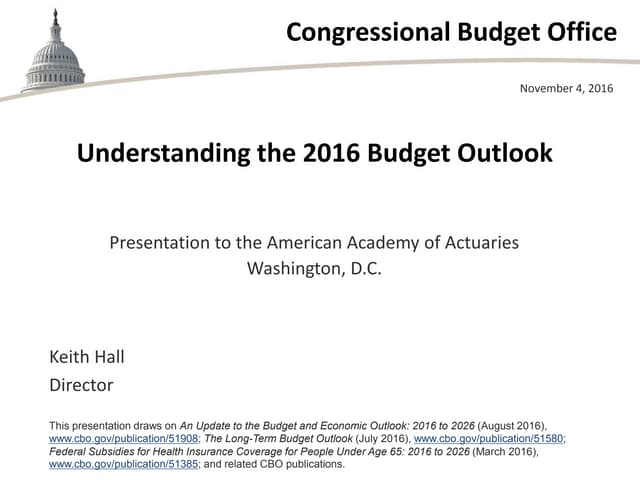 Understanding the 2016 Budget Outlook