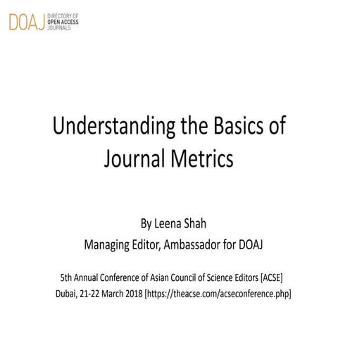 Understanding the Basics of Journal Metrics