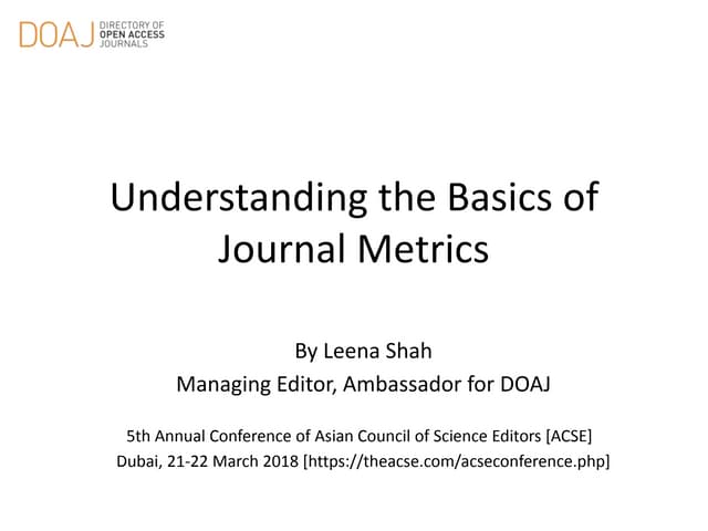 Understanding the Basics of Journal Metrics