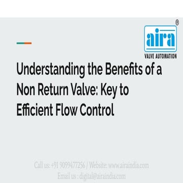 Understanding the Benefits of a Non Return Valve: Key to Efficient Flow Control