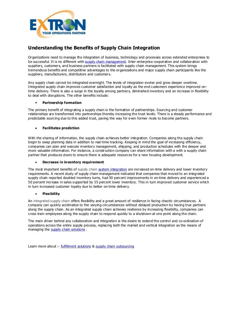 Understanding the Benefits of Supply Chain Integration