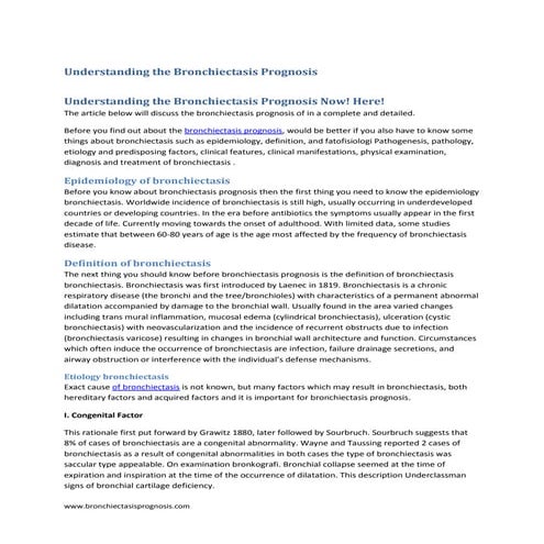 Understanding the bronchiectasis prognosis