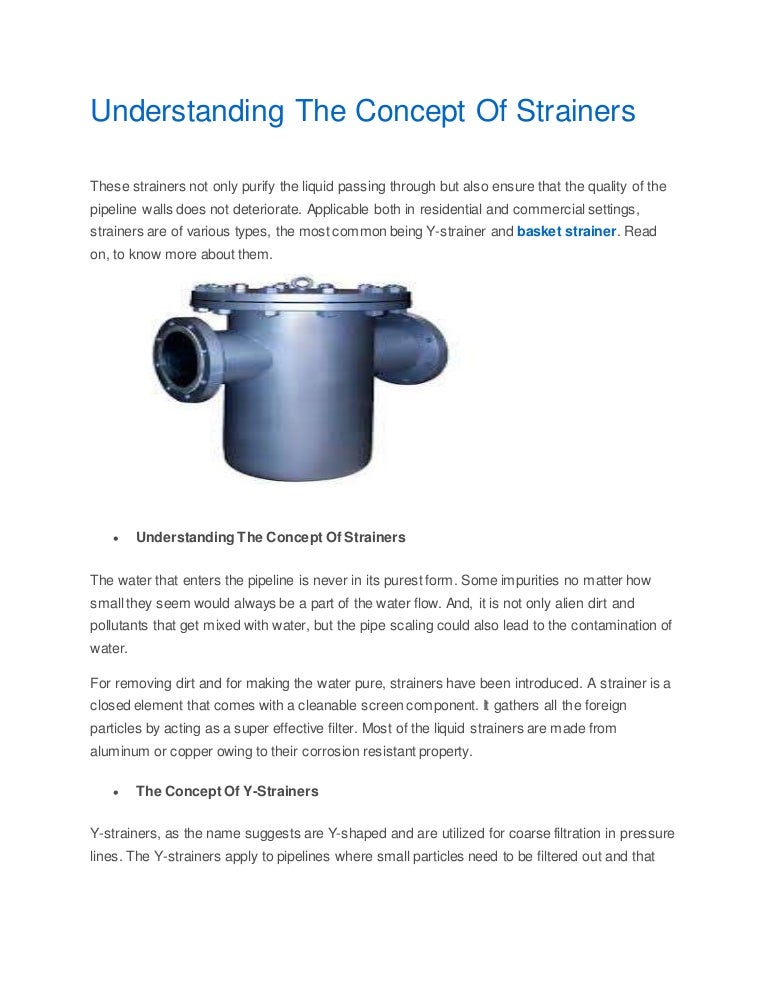 Understanding the concept of strainers