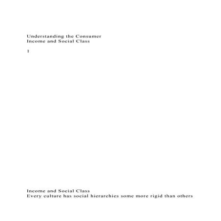 Understanding the ConsumerIncome and Social Class1.docx