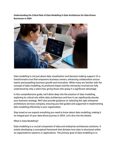 Understanding the Critical Role of Data Modelling in Data Architecture ...