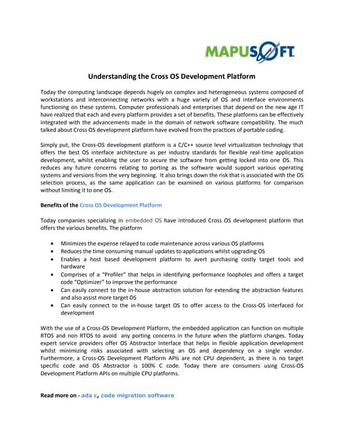 Understanding the Cross OS Development Platform