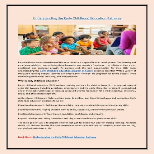 Understanding the Early Childhood Education Pathway | PDF