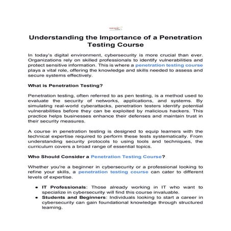Understanding the Importance of a Penetration Testing Course.pdf