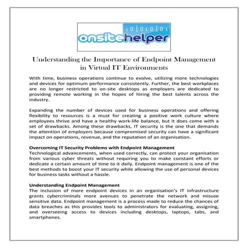Understanding the Importance of Endpoint Management in Virtual IT Environment...